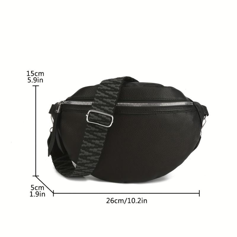 Faux Leather Chest Bag Zipper Shoulder Bag