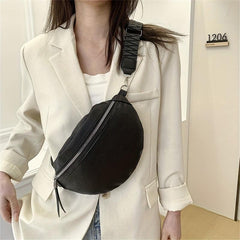 Faux Leather Chest Bag Zipper Shoulder Bag