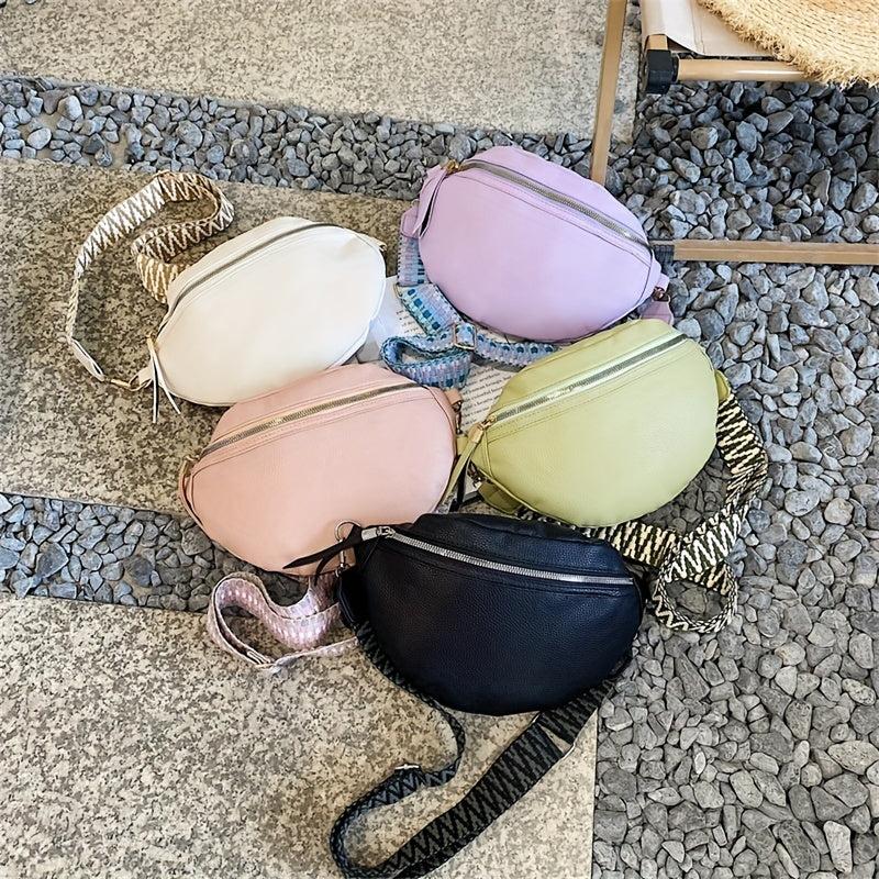 Faux Leather Chest Bag Zipper Shoulder Bag