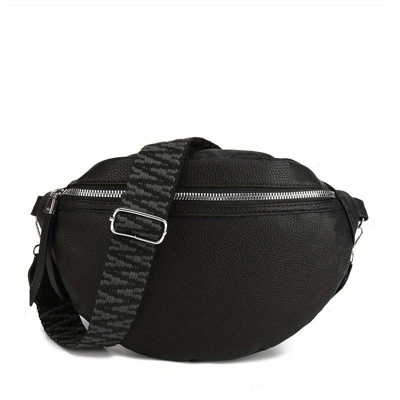 Faux Leather Chest Bag Zipper Shoulder Bag