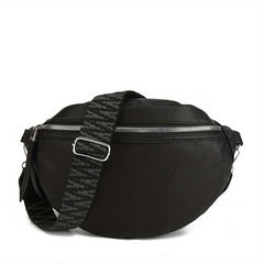 Faux Leather Chest Bag Zipper Shoulder Bag