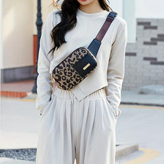 Leopard Pattern Chest Bag Faux Leather Belt Bag