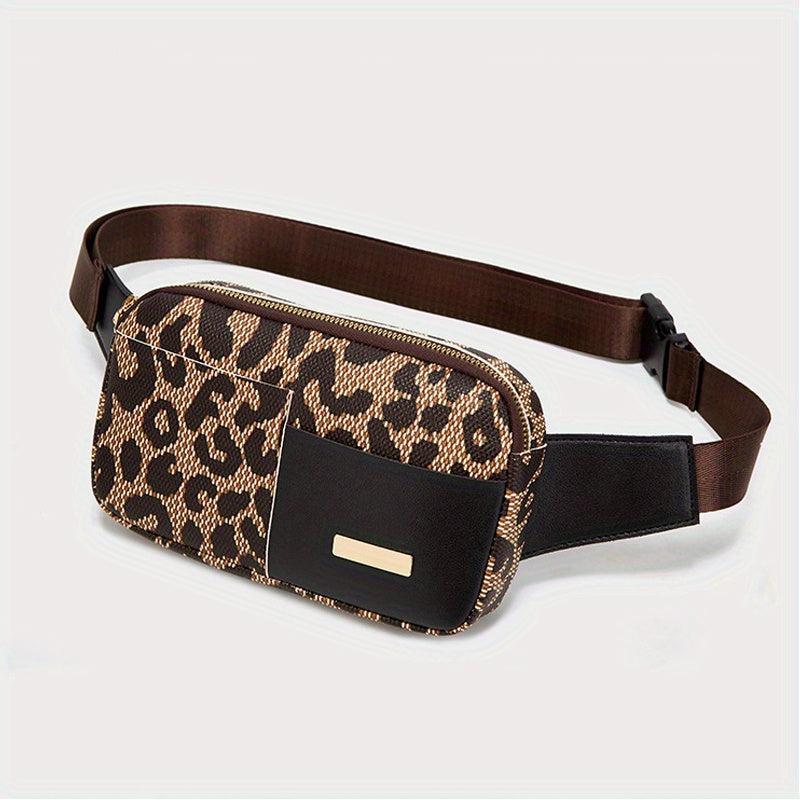 Leopard Pattern Chest Bag Faux Leather Belt Bag