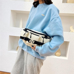 Canvas Sling Bag Adjustable Strap Fanny Pack for Sports & Travel