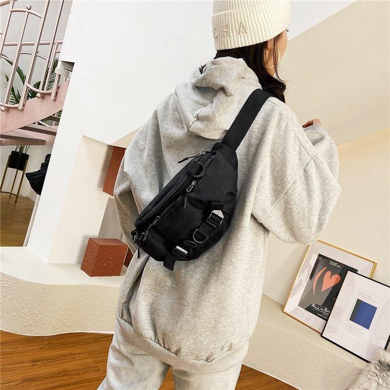 Canvas Sling Bag Adjustable Strap Fanny Pack for Sports & Travel