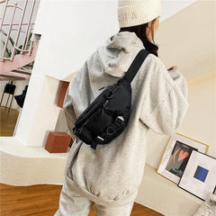 Canvas Sling Bag Adjustable Strap Fanny Pack for Sports & Travel