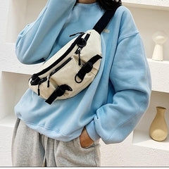 Canvas Sling Bag Adjustable Strap Fanny Pack for Sports & Travel