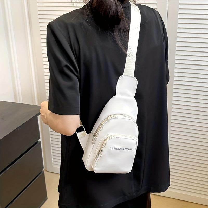 Pint Sling Bag Solid Chest Bag Zipper Fancy Pack