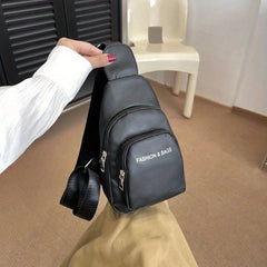 Pint Sling Bag Solid Chest Bag Zipper Fancy Pack