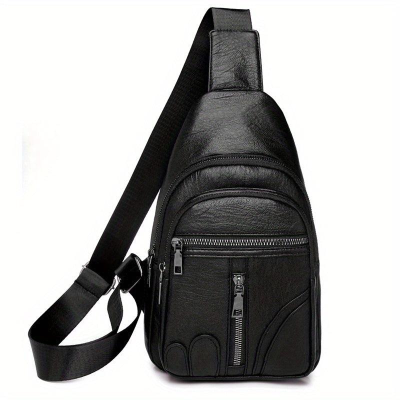 Vintage Zipper Chest Bag Multifunctional Shoulder Bag With Adjustable Strap
