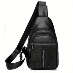 Vintage Zipper Chest Bag Multifunctional Shoulder Bag With Adjustable Strap