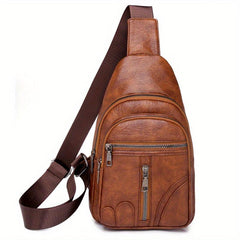 Vintage Zipper Chest Bag Multifunctional Shoulder Bag With Adjustable Strap