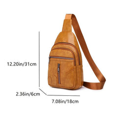 Vintage Zipper Chest Bag Multifunctional Shoulder Bag With Adjustable Strap