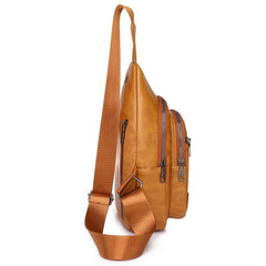 Vintage Zipper Chest Bag Multifunctional Shoulder Bag With Adjustable Strap