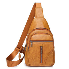 Vintage Zipper Chest Bag Multifunctional Shoulder Bag With Adjustable Strap