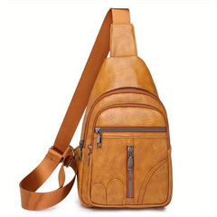Vintage Zipper Chest Bag Multifunctional Shoulder Bag With Adjustable Strap