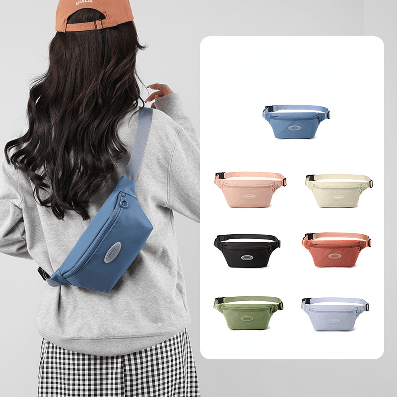 Nylon Fanny Pack Solid Waist Bag for Travel Hiking