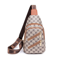 Double Zipper Sling Bag Casual Crossbody Chest Bag