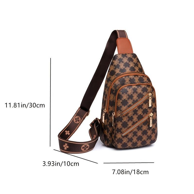 Double Zipper Sling Bag Casual Crossbody Chest Bag
