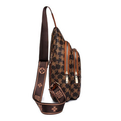 Double Zipper Sling Bag Casual Crossbody Chest Bag