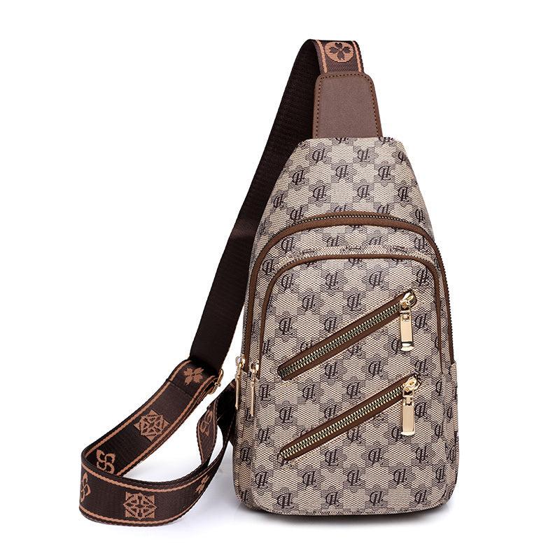 Double Zipper Sling Bag Casual Crossbody Chest Bag