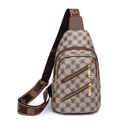 Double Zipper Sling Bag Casual Crossbody Chest Bag