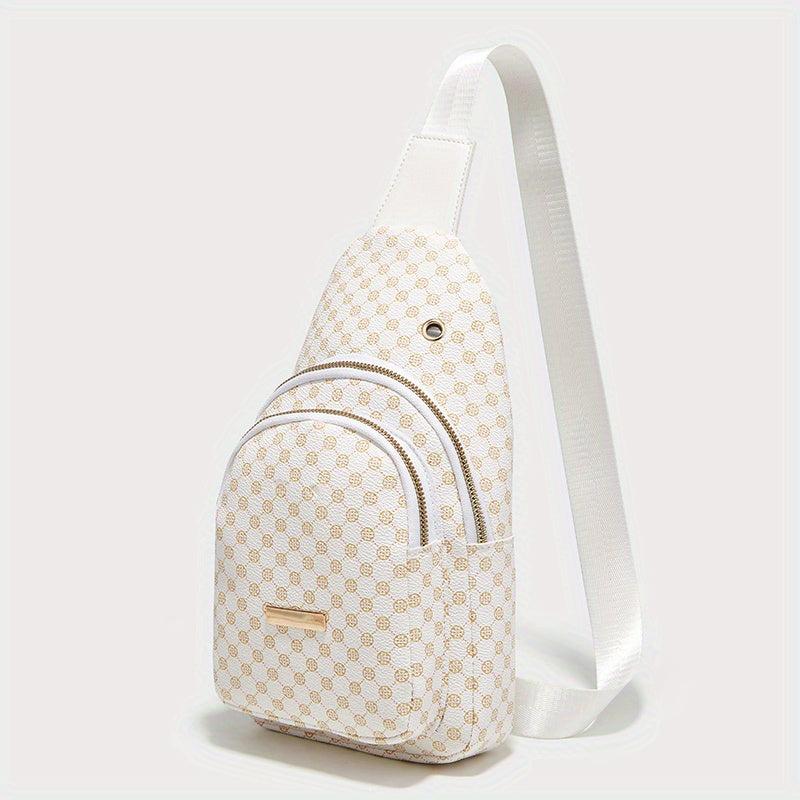 Geometric Pattern Sling Bag Crossbody Bag with Earphone Hole