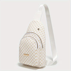 Geometric Pattern Sling Bag Crossbody Bag with Earphone Hole