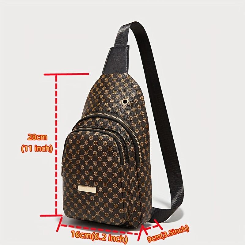 Geometric Pattern Sling Bag Crossbody Bag with Earphone Hole