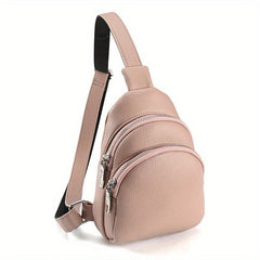 Solid Sling Bag All Match Sports Storage Chest Bag Zipper Outdoor