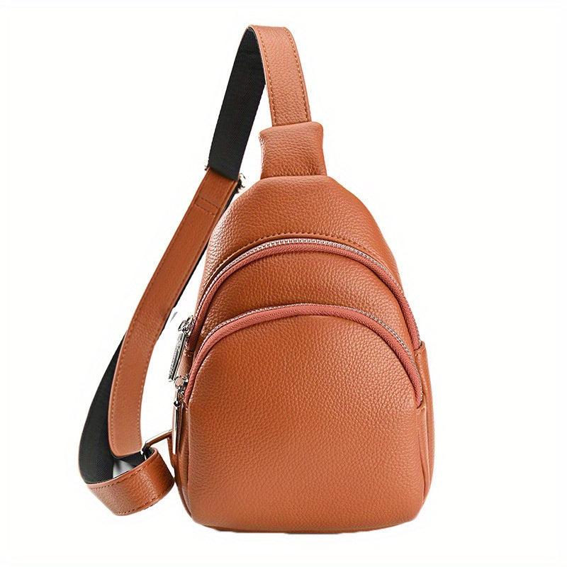 Solid Sling Bag All Match Sports Storage Chest Bag Zipper Outdoor