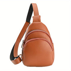 Solid Sling Bag All Match Sports Storage Chest Bag Zipper Outdoor