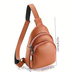 Solid Sling Bag All Match Sports Storage Chest Bag Zipper Outdoor