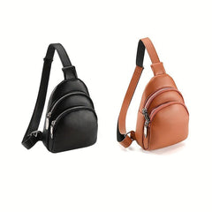 Solid Sling Bag All Match Sports Storage Chest Bag Zipper Outdoor