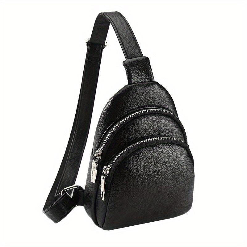 Solid Sling Bag All Match Sports Storage Chest Bag Zipper Outdoor