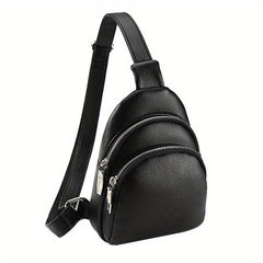 Solid Sling Bag All Match Sports Storage Chest Bag Zipper Outdoor