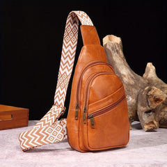 Retro Oil Wax Leather Chest Bag Crossbody Sling Backpack