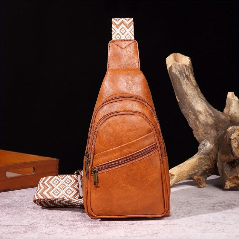 Retro Oil Wax Leather Chest Bag Crossbody Sling Backpack