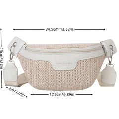 Straw Woven Summer Chest Bag Braided Beach Sling Bag All Match Crossbody Bag