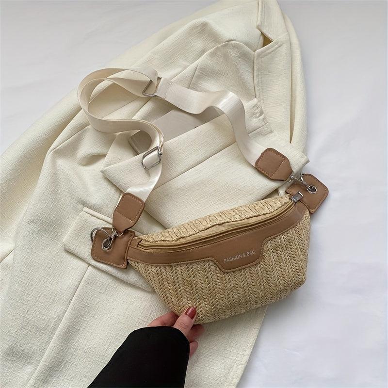 Straw Woven Summer Chest Bag Braided Beach Sling Bag All Match Crossbody Bag