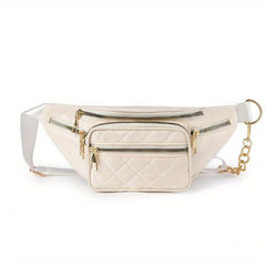 Quilted Pocket Chest Bag Sports Fitness Crossbody Fanny Pack