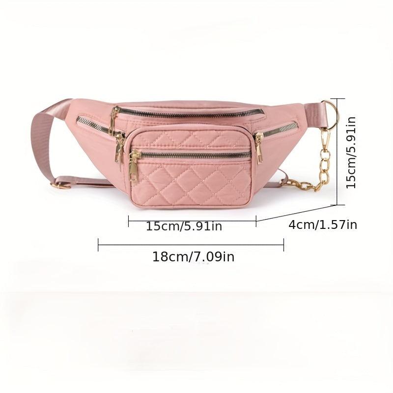Quilted Pocket Chest Bag Sports Fitness Crossbody Fanny Pack