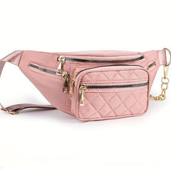 Quilted Pocket Chest Bag Sports Fitness Crossbody Fanny Pack