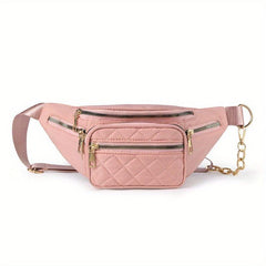 Quilted Pocket Chest Bag Sports Fitness Crossbody Fanny Pack