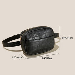 Crocodile Pattern Belt Bag Mini PU Leather Waist Bag Square Zipper Purse