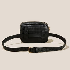 Crocodile Pattern Belt Bag Mini PU Leather Waist Bag Square Zipper Purse
