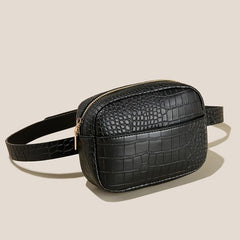 Crocodile Pattern Belt Bag Mini PU Leather Waist Bag Square Zipper Purse