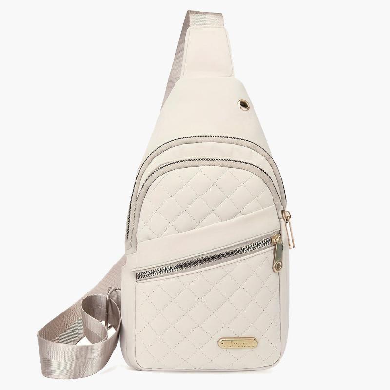 Quilted Sling Crossbody Bag with Earphone Hole
