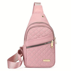 Quilted Sling Crossbody Bag with Earphone Hole