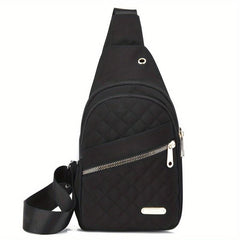 Quilted Sling Crossbody Bag with Earphone Hole